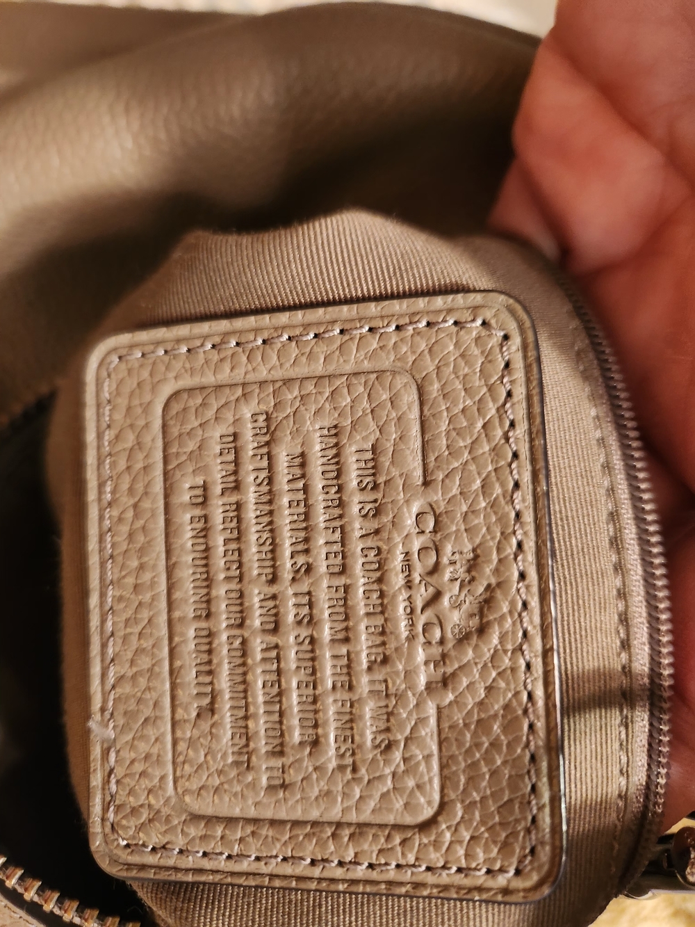 Large Coach Taupe Leather Hobo Bag with Gold Hardware - Picture 6 of 11